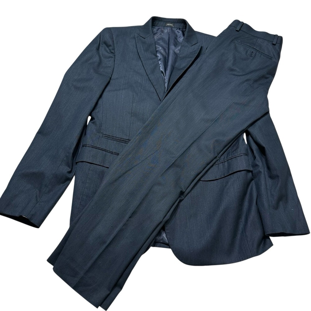 J‎ Ferrar Slim Suit 40L Navy Pinstripe 2-Piece Mens